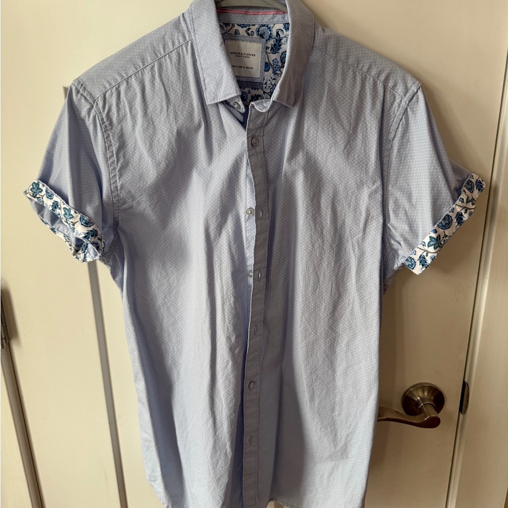 Denim & Flower Light Blue Casual Button Down Shirt